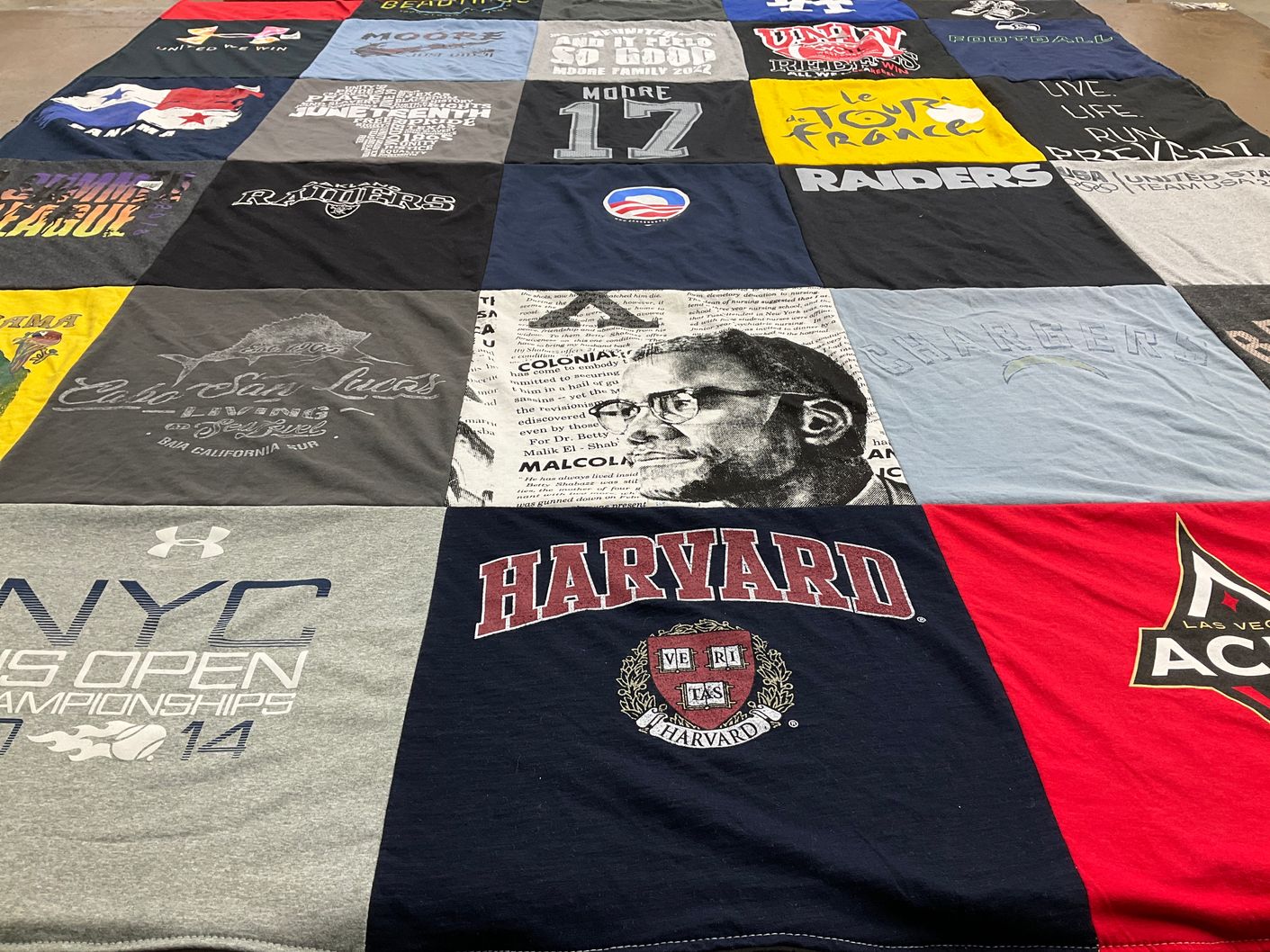 T-shirt quilt featuring las vegas raiders, los angeles chargers by Ron from NV