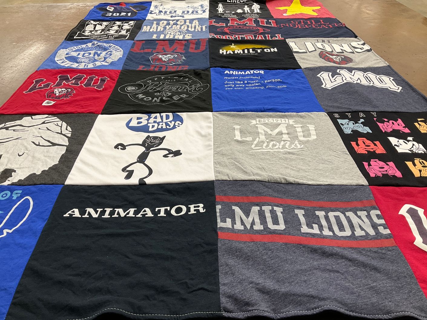 T-shirt quilt featuring loyola marymount university lions by Jill from FL