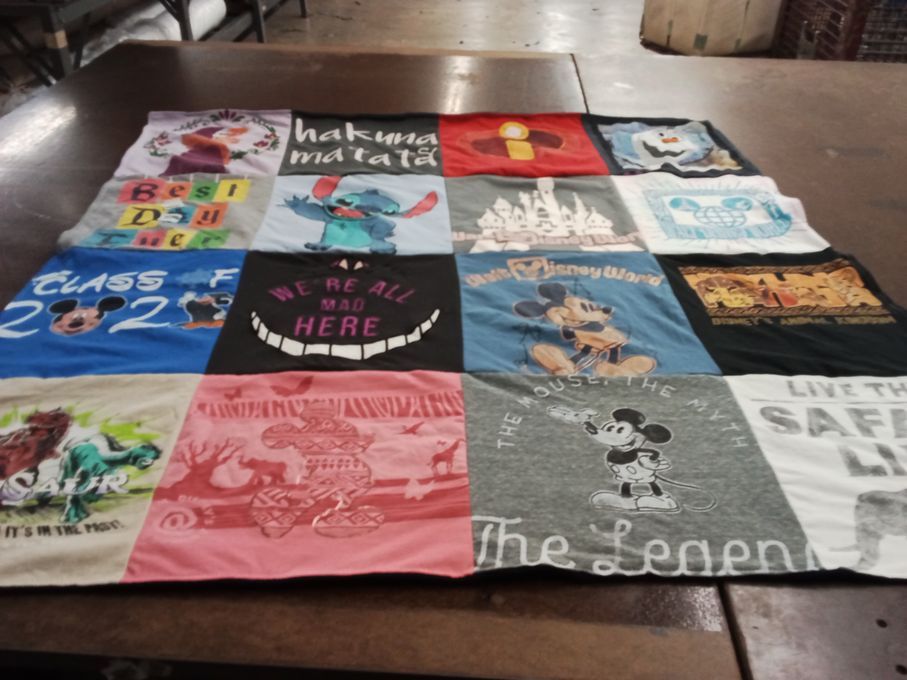 T-shirt quilt with disney, animation themes by Jill from TX