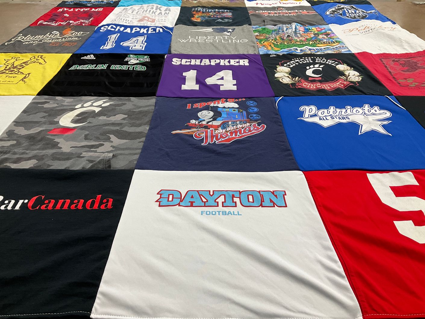 T-shirt quilt featuring cincinnati bearcats, dayton football by Elizabeth from OH