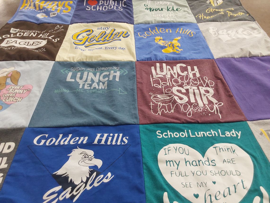 T-shirt quilt featuring golden hills eagles by Rhonda from NE
