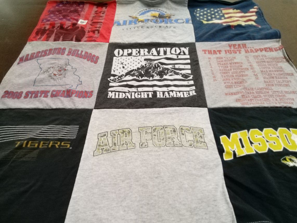 T-shirt quilt featuring harrisburg bulldogs, missouri tigers by Carol from MO
