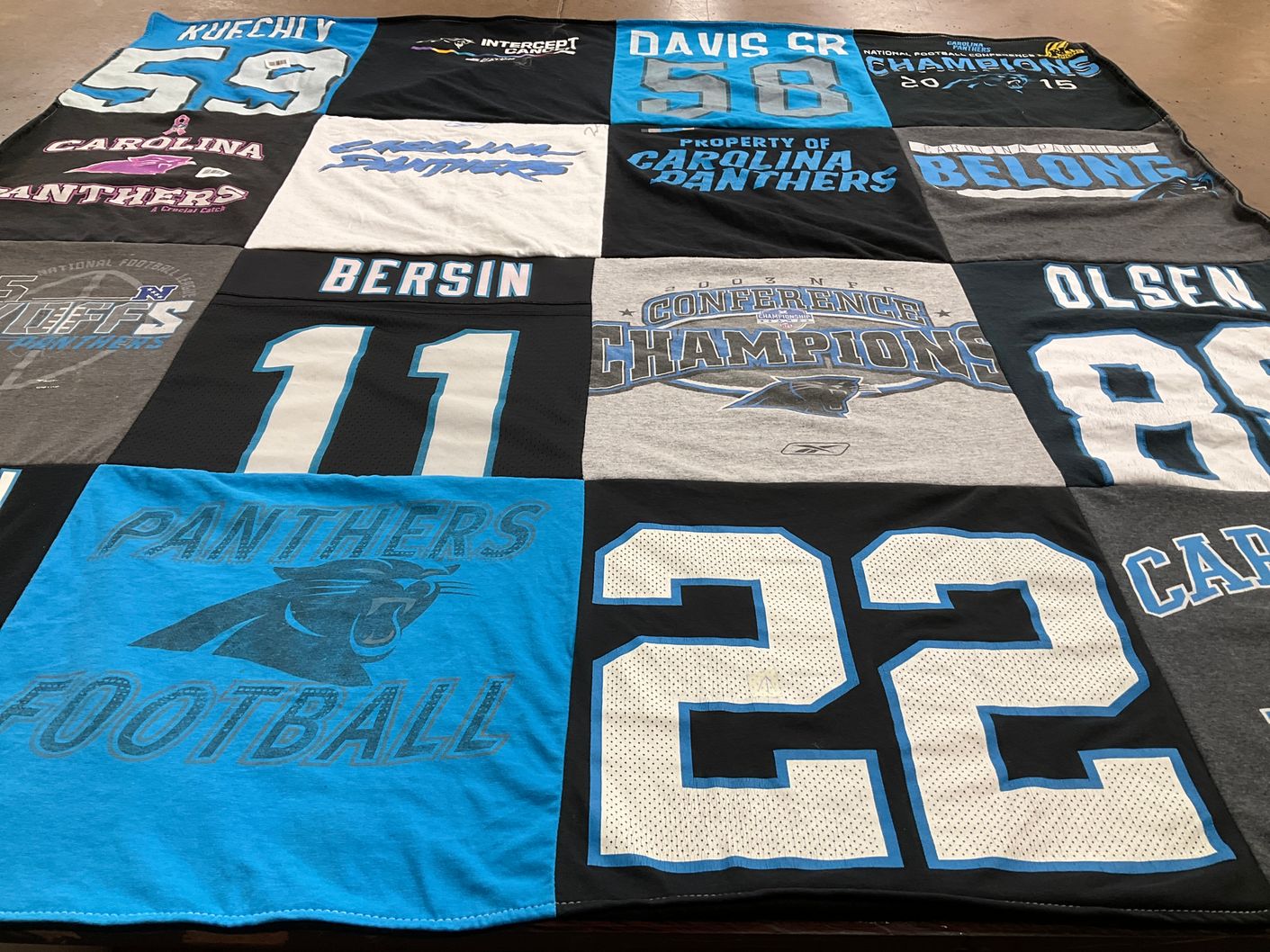 T-shirt quilt featuring carolina panthers by Dana from NC