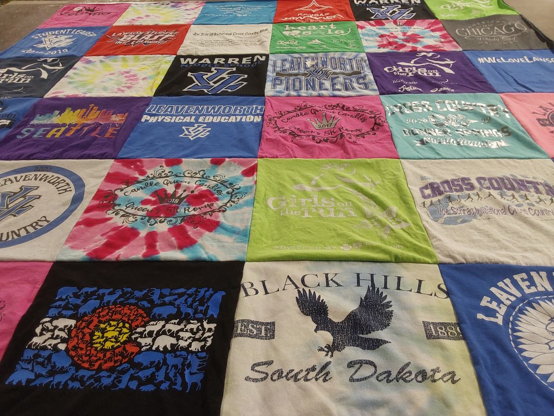 T-shirt quilt from leavenworth high school by Traci from KS