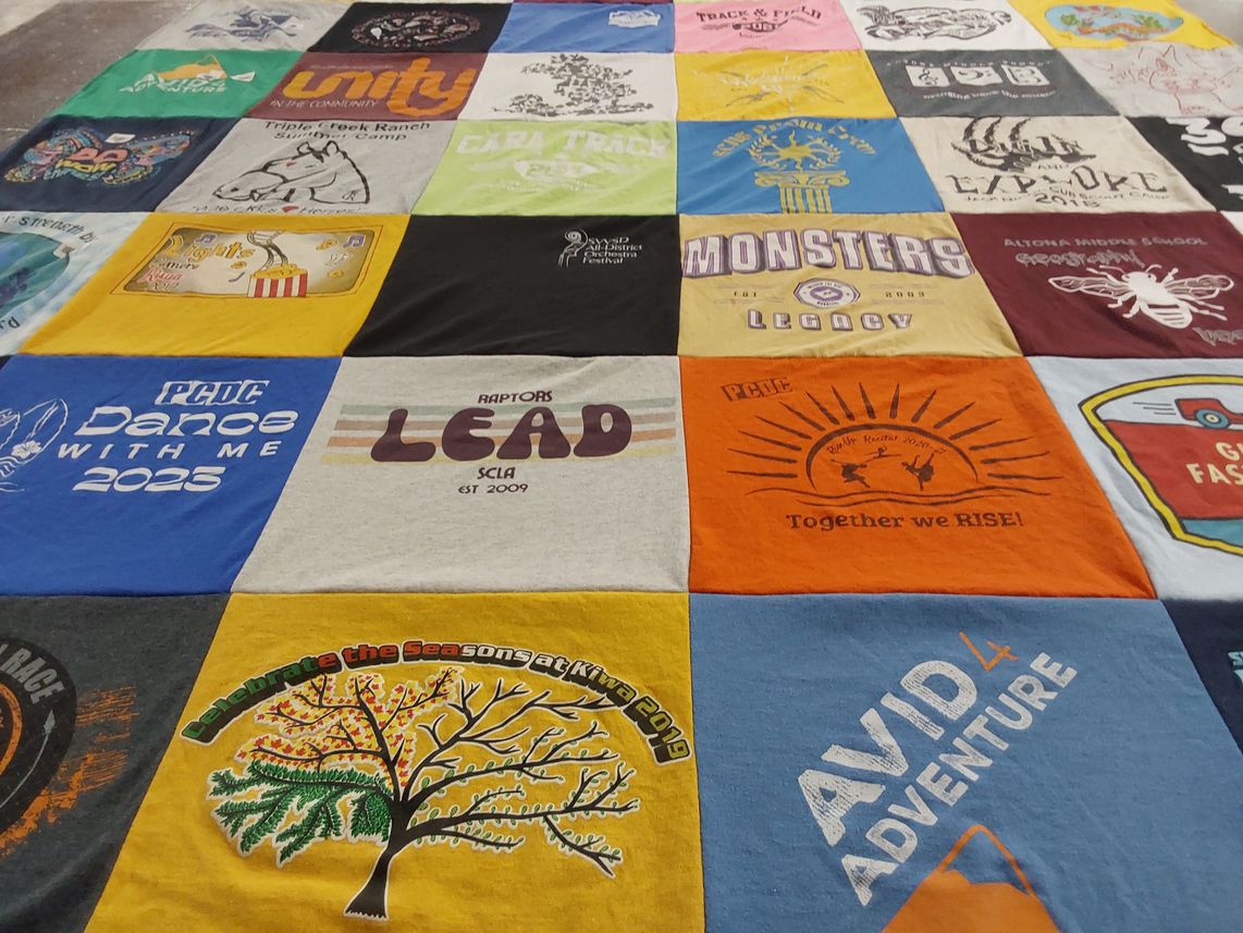 T-shirt quilt featuring raptors by Sarah from CO