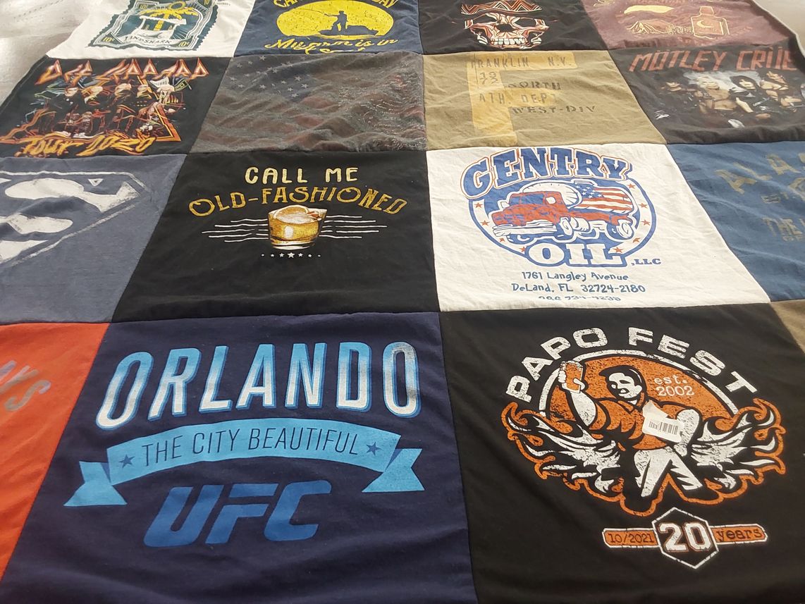 T-shirt quilt with music, festivals themes by April from FL