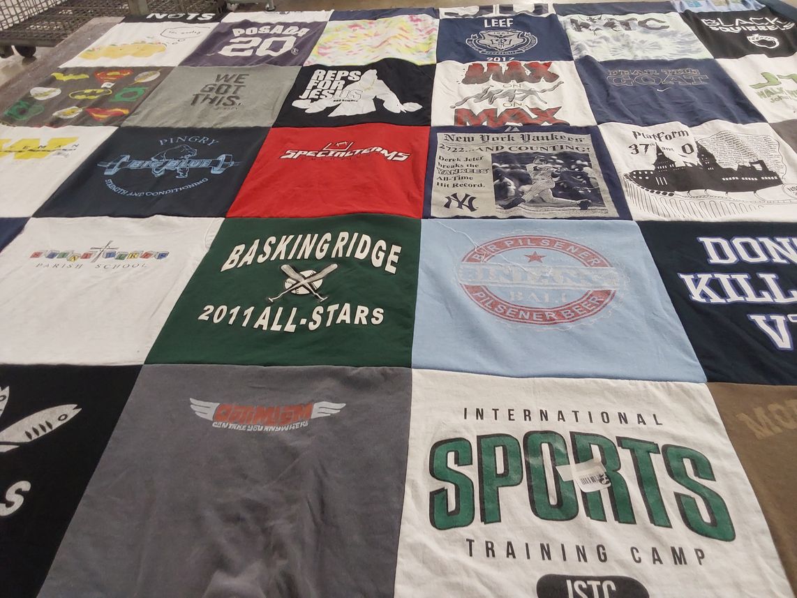 T-shirt quilt featuring new york yankees, baskingridge all-stars by Heather from NJ