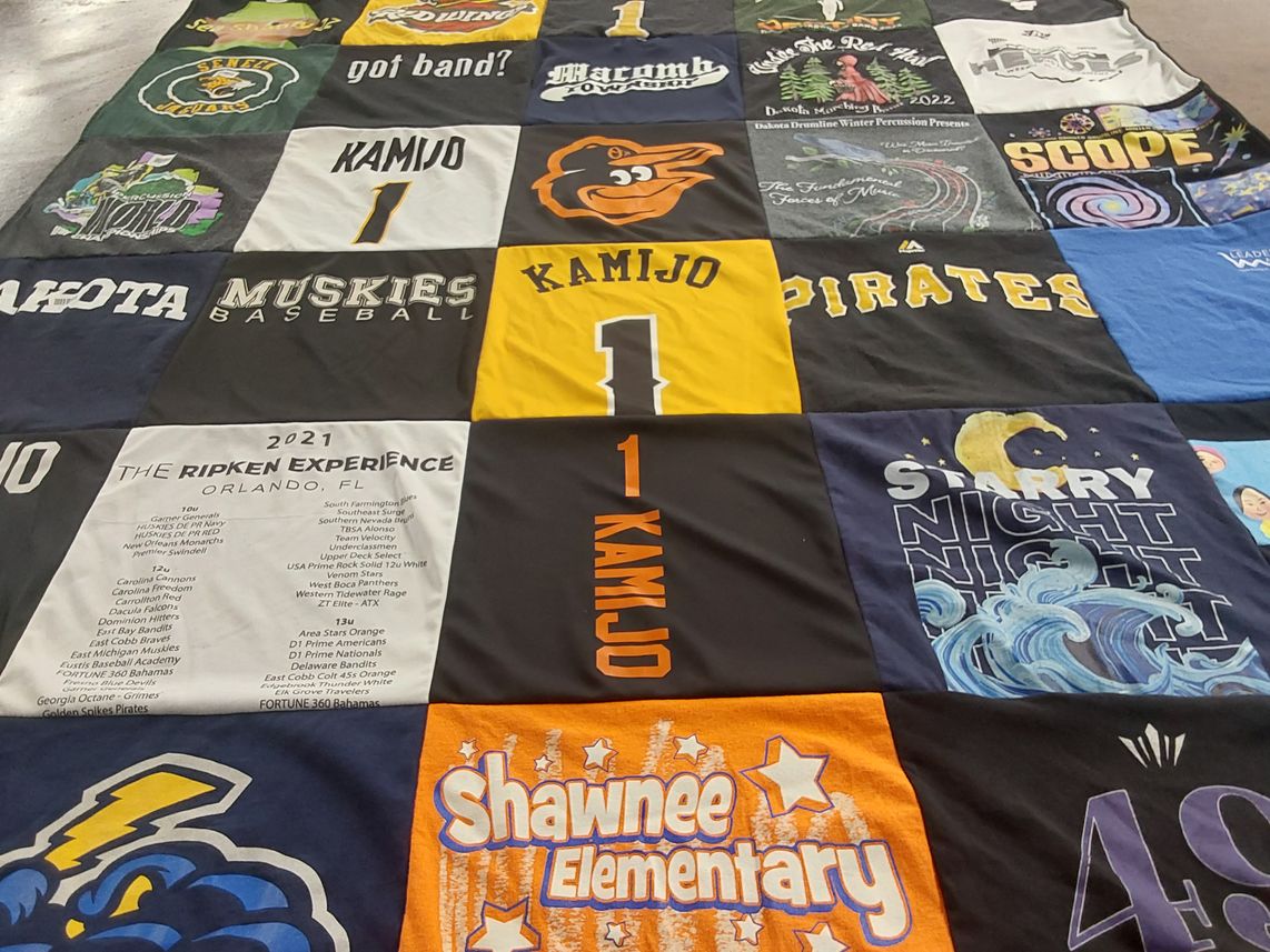 T-shirt quilt featuring muskiess baseball by Jennifer from MI