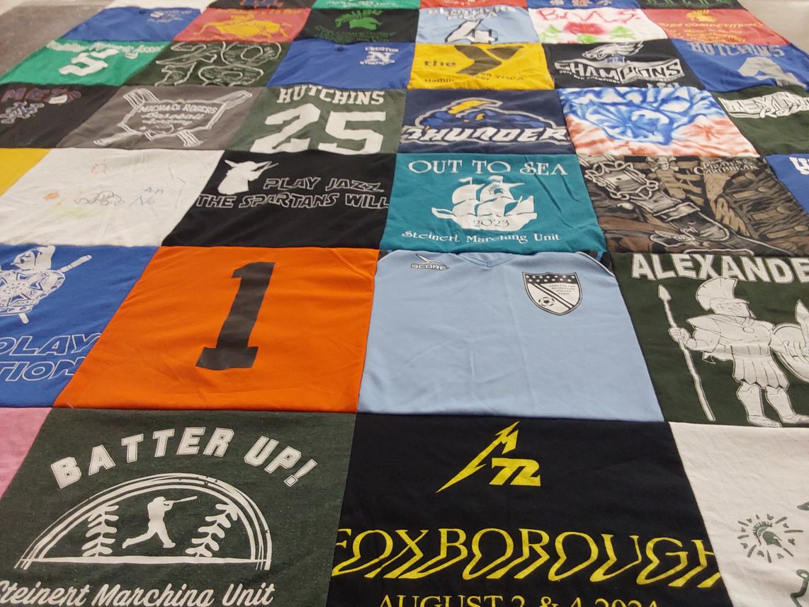 T-shirt quilt featuring hutchins high school, foxborough high school by Loren from NJ
