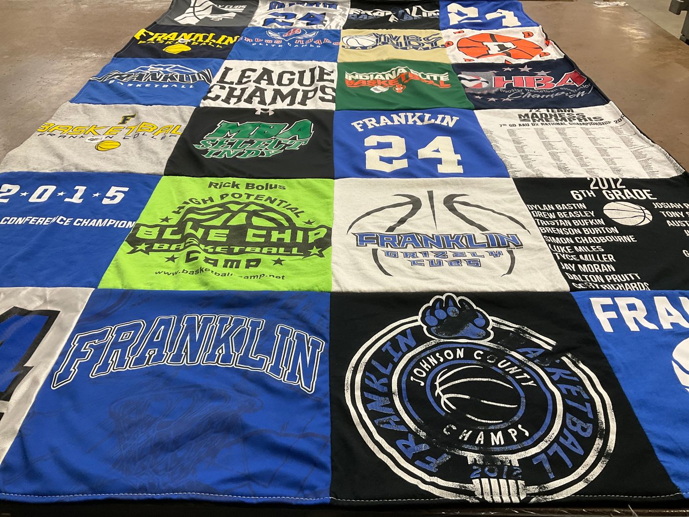 T-shirt quilt featuring franklin grizzlies, franklin cubs by Steve from IN