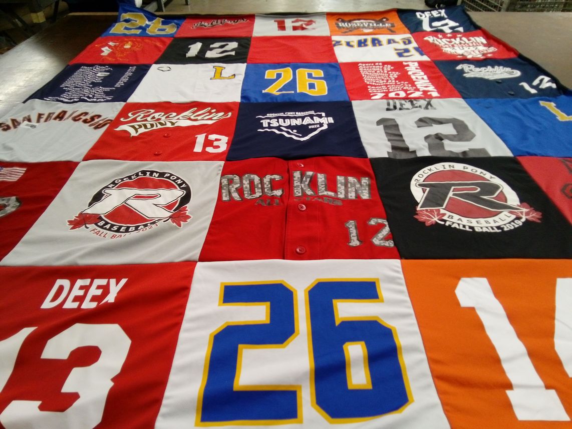 T-shirt quilt with baseball themes by Christina from CA