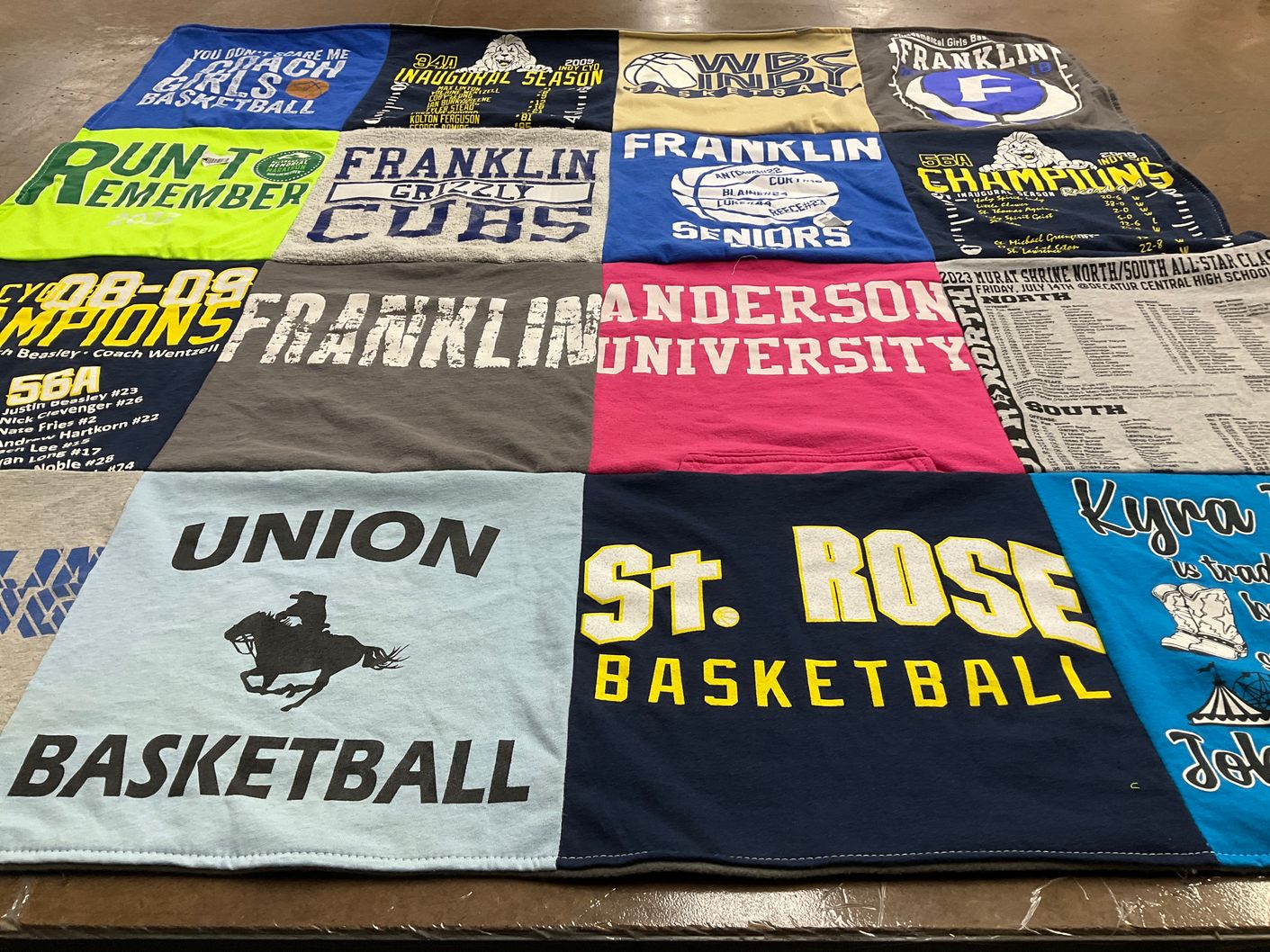 T-shirt quilt featuring franklin grizzly cubs, union basketball by Steve from IN