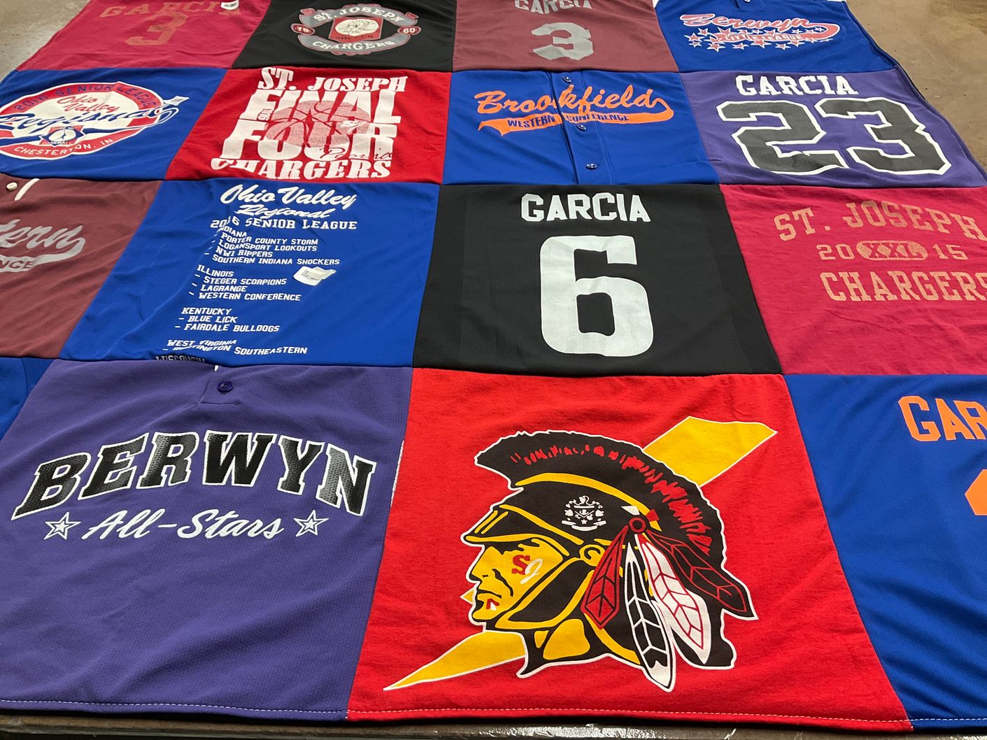 T-shirt quilt featuring berwyn all-stars, st. joseph chargers by dawn from IL