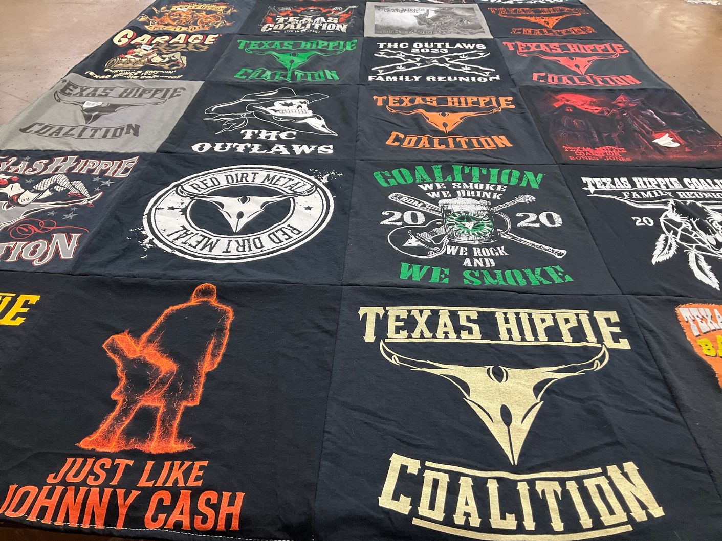 T-shirt quilt with music, protest themes by Charles from OK