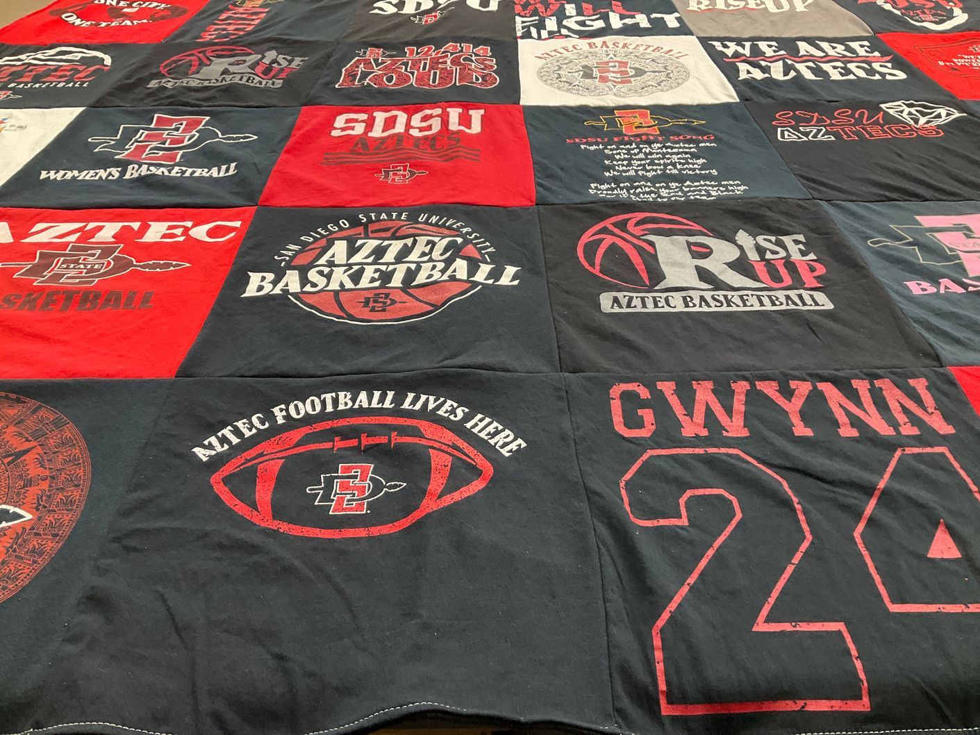 T-shirt quilt featuring san diego state university aztecs by Debby from CA