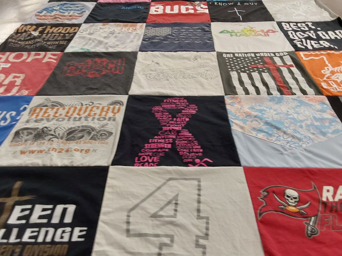 T-shirt quilt featuring tampa bay buccaneers by Christine from IL