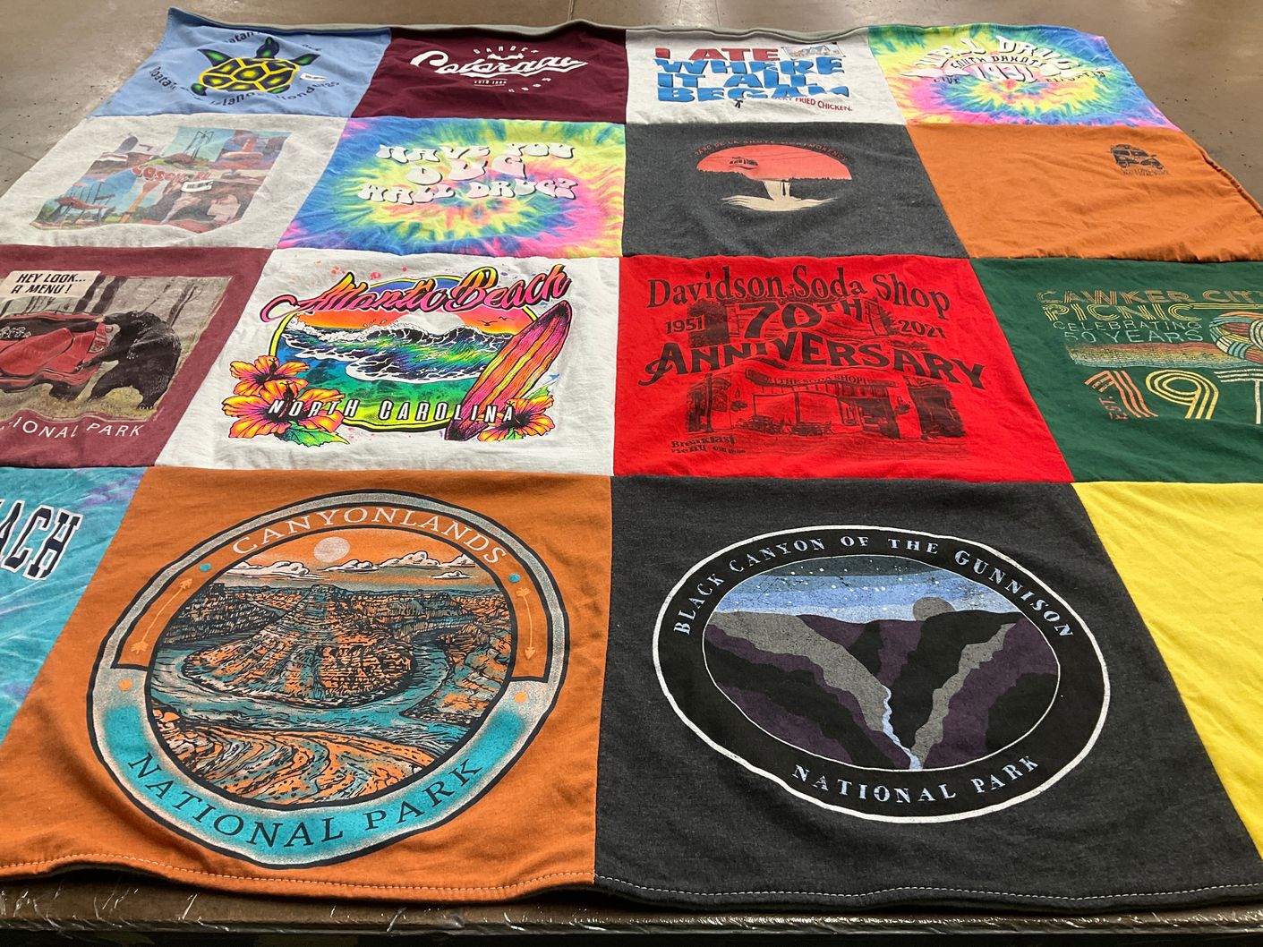 T-shirt quilt with travel, nature themes by Eva from MO