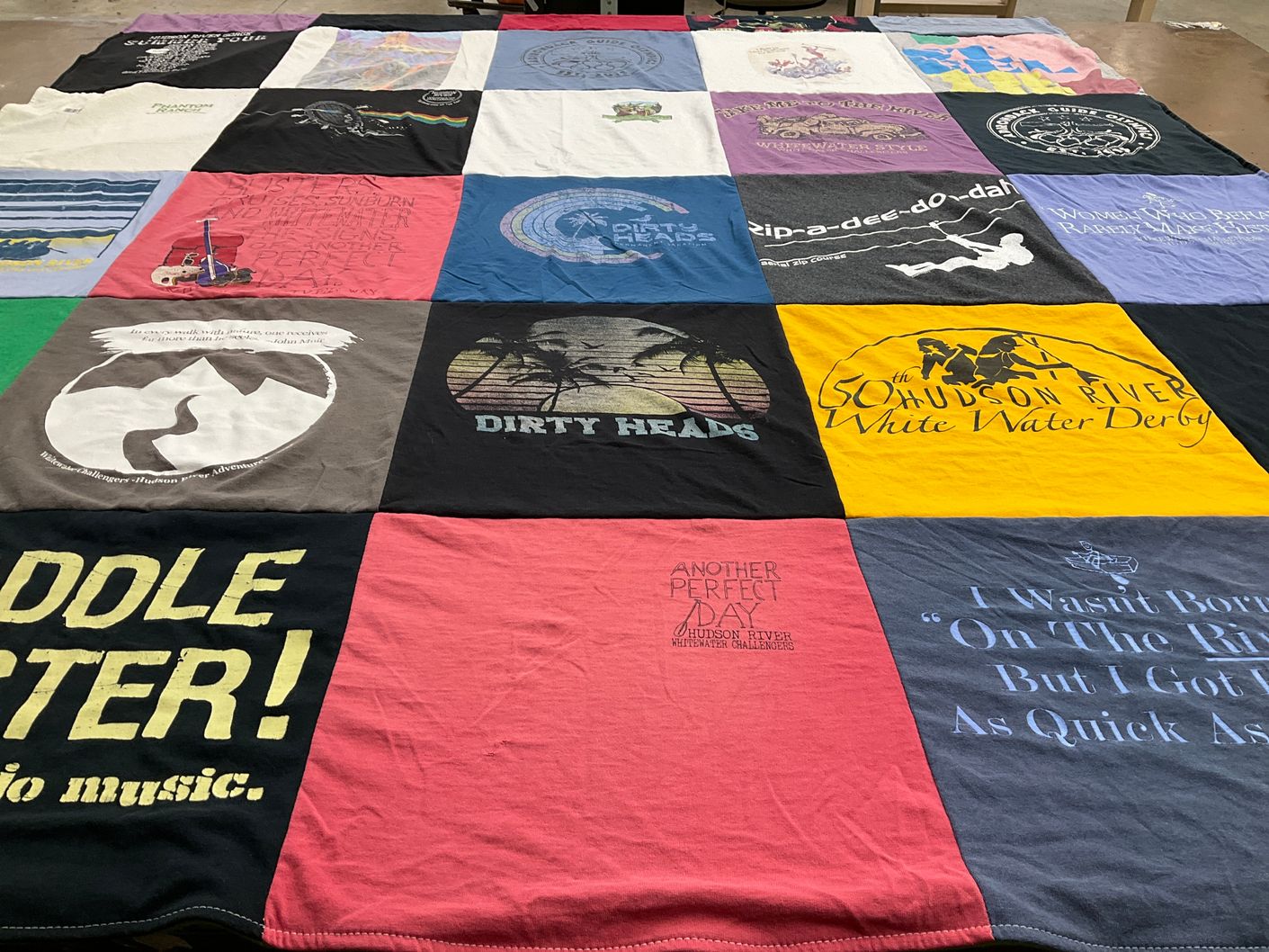 T-shirt quilt with music, water sports themes by Stephanie from NY
