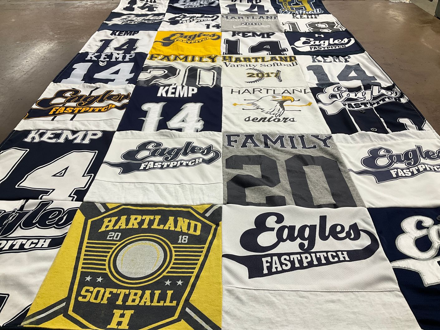 T-shirt quilt featuring hartland eagles fastpitch by LORI from MI