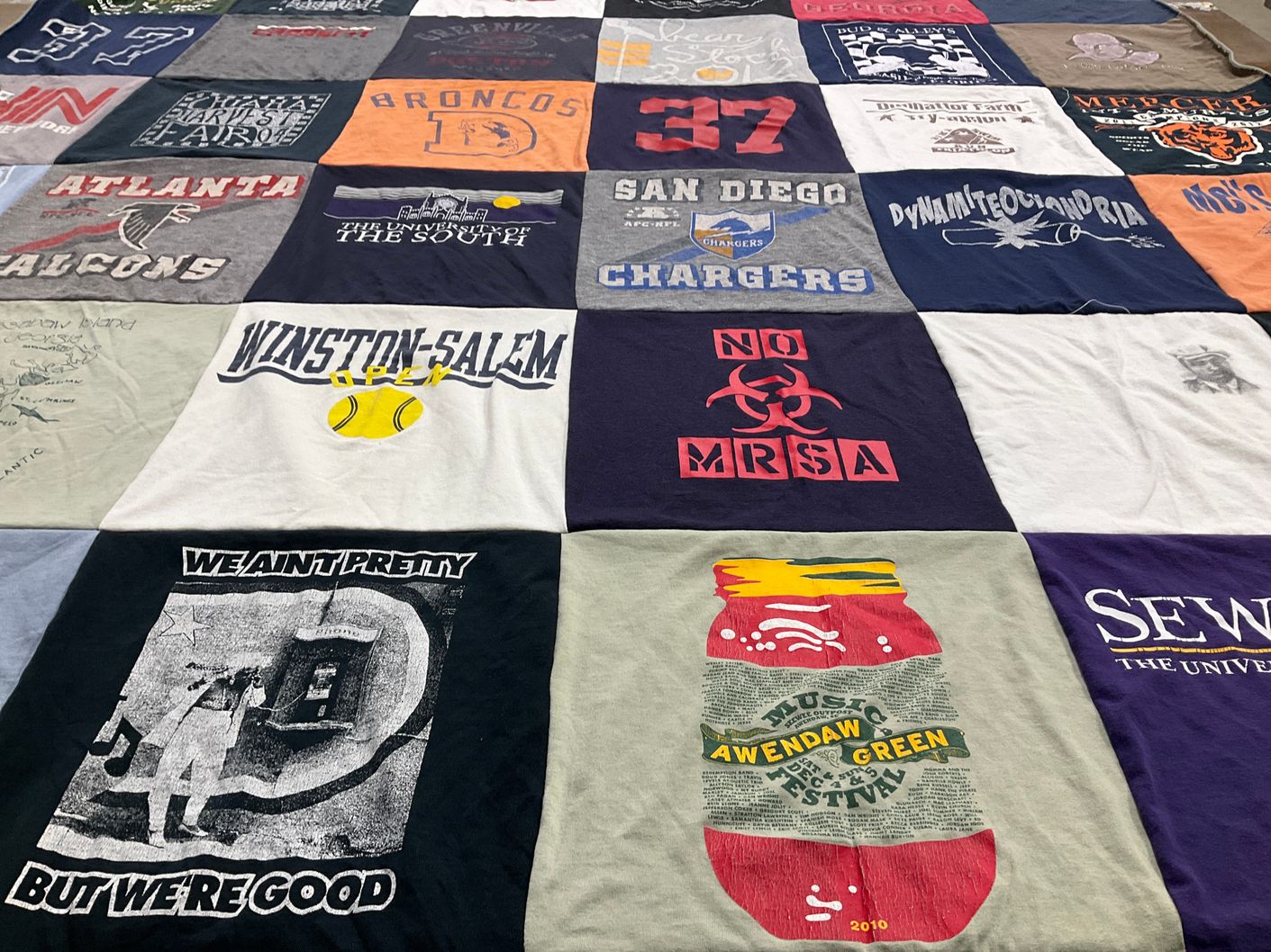 T-shirt quilt featuring atlanta falcons, denver broncos by Mary from GA
