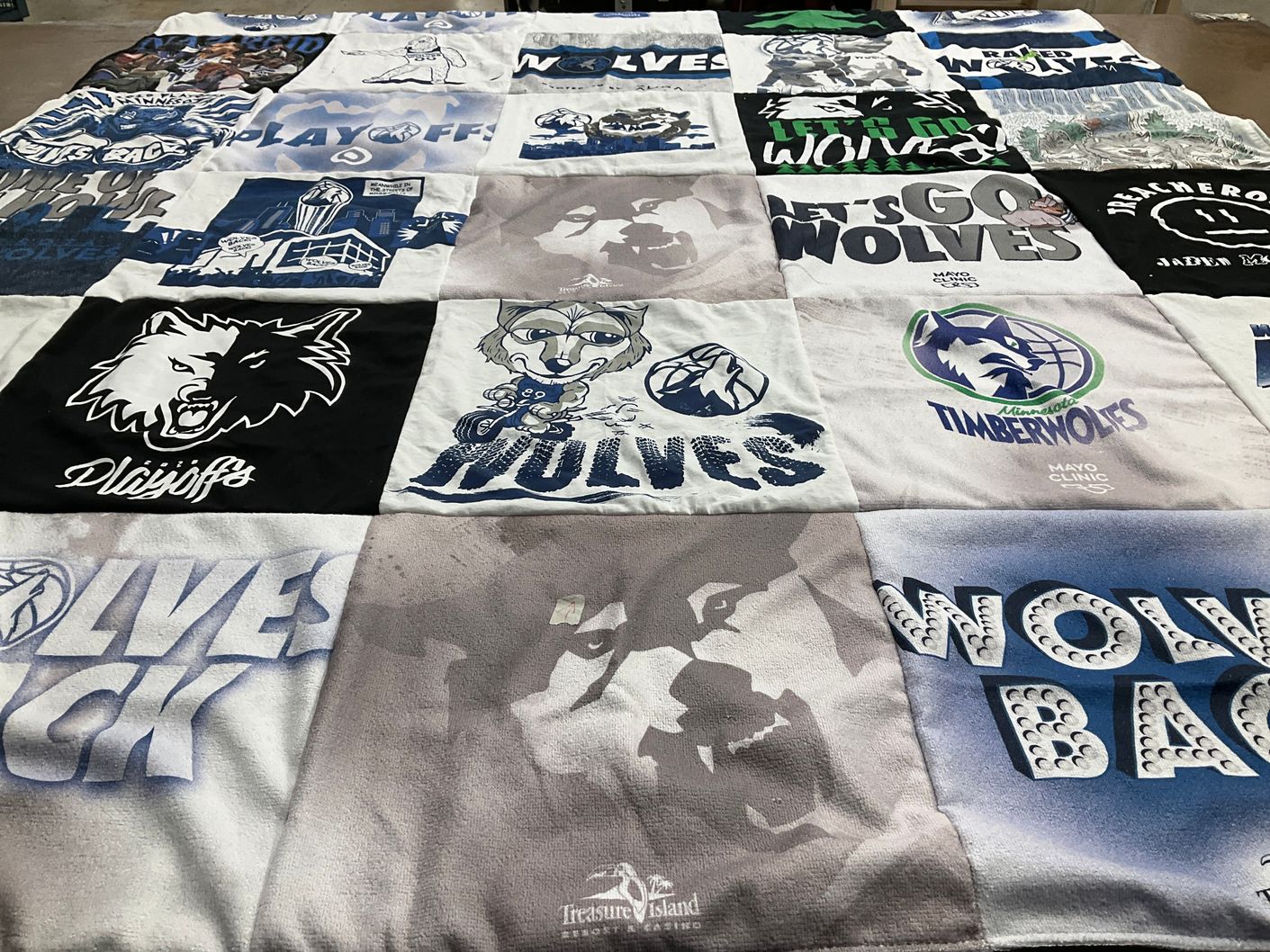 T-shirt quilt featuring minnesota timberwolves by Rob from AZ