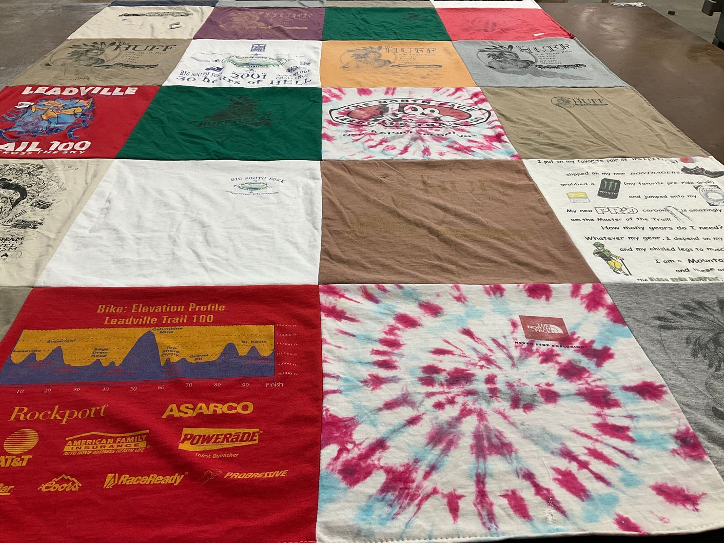 T-shirt quilt with cycling, running themes by Jocelyn from TN
