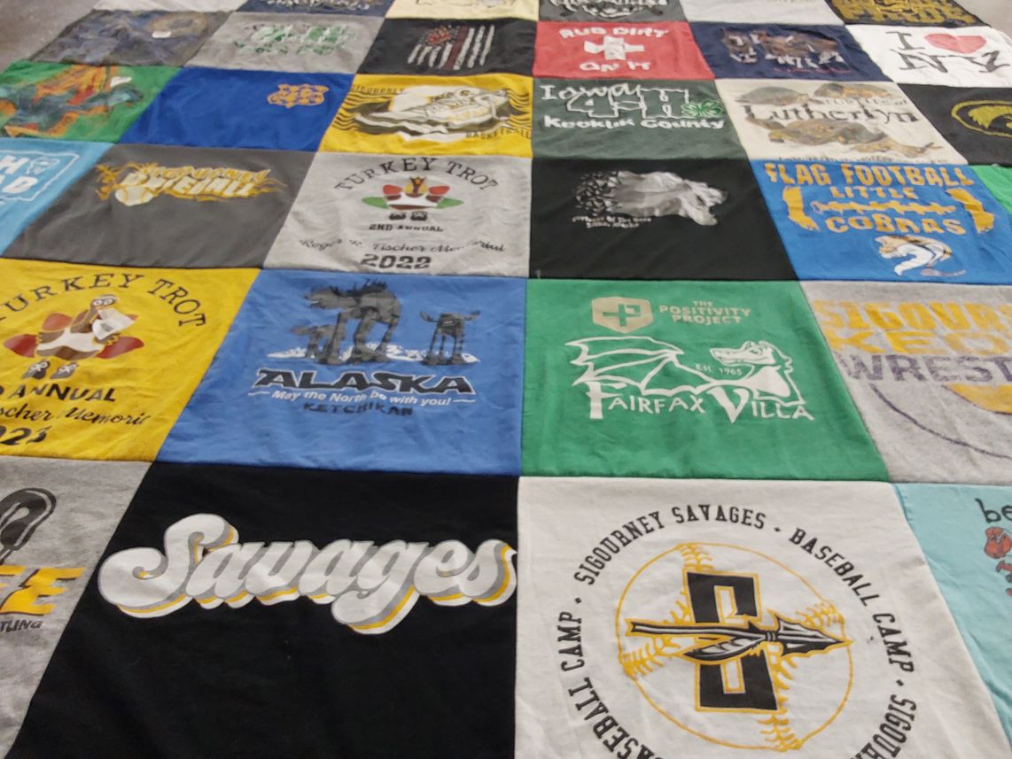 T-shirt quilt featuring sigourney savages baseball camp by Heather from IA