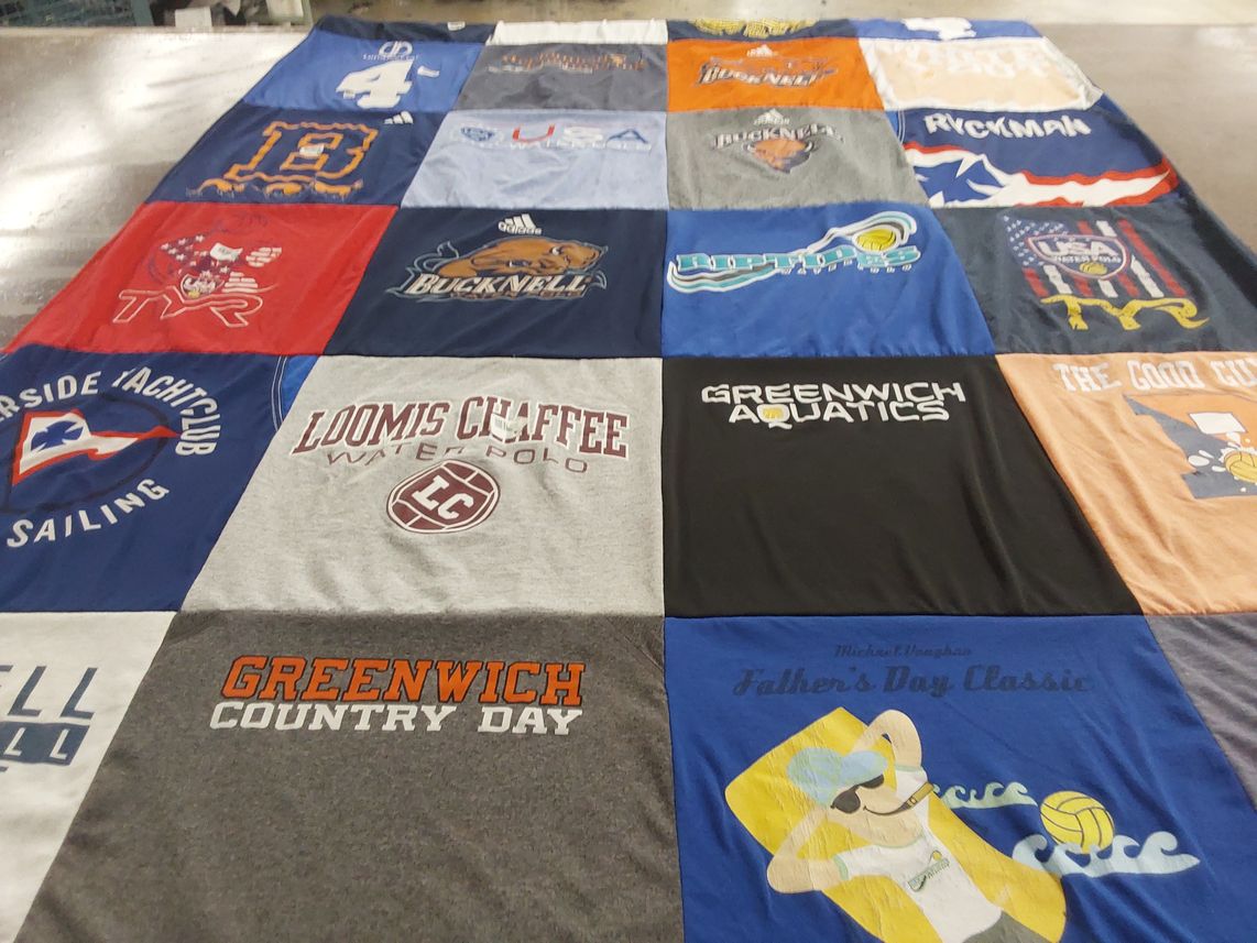 T-shirt quilt from bucknell university, loomis chaffee school by Paola from CT