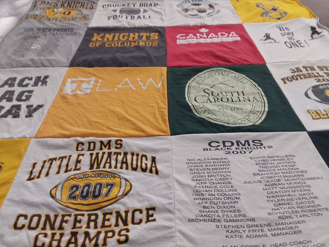 T-shirt quilt featuring cdms black knights by Matthew from TN