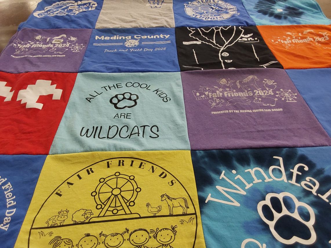 T-shirt quilt featuring medina wildcats by Kathy from OH