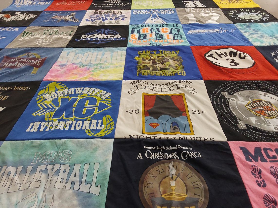 T-shirt quilt from seneca high school by Glenda from PA