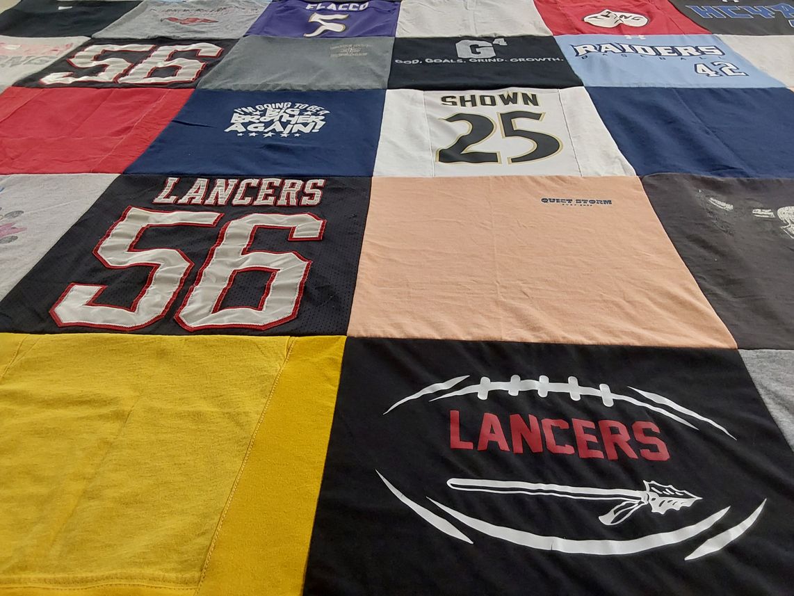 T-shirt quilt featuring luhmansville high school football team by Melissa from MD