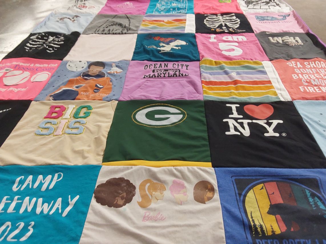 T-shirt quilt with camping, barbecue themes by Kimberly from VA
