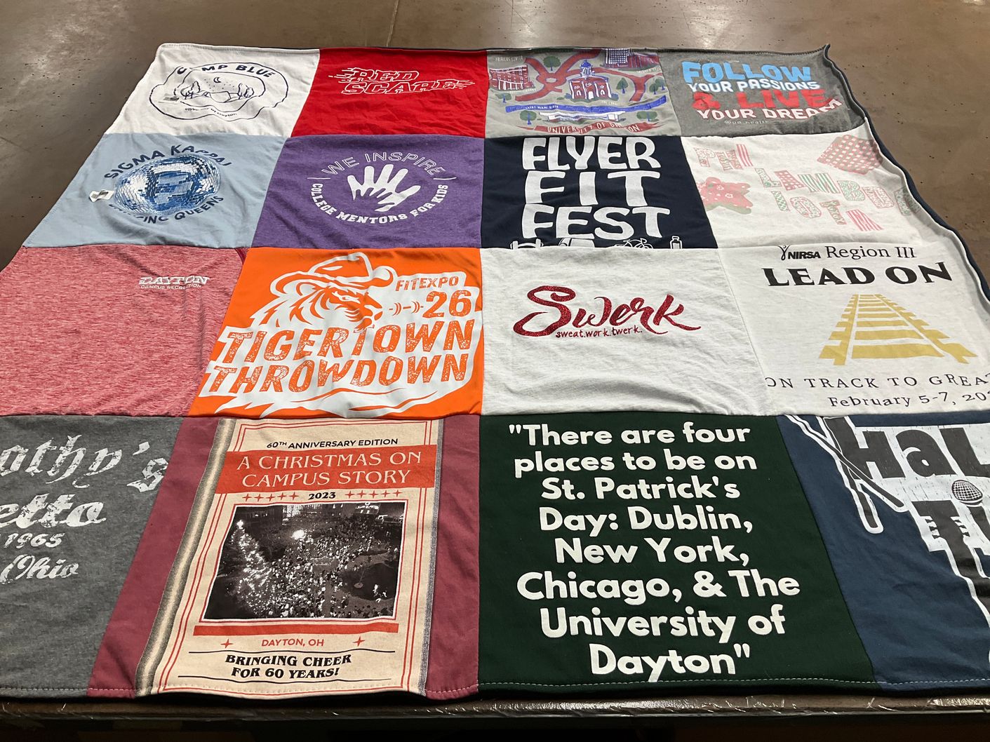 T-shirt quilt from university of dayton by Michalene from WI