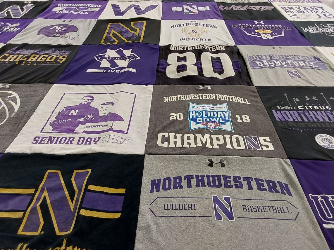 T-shirt quilt featuring northwestern university wildcats by Benjamin from CO