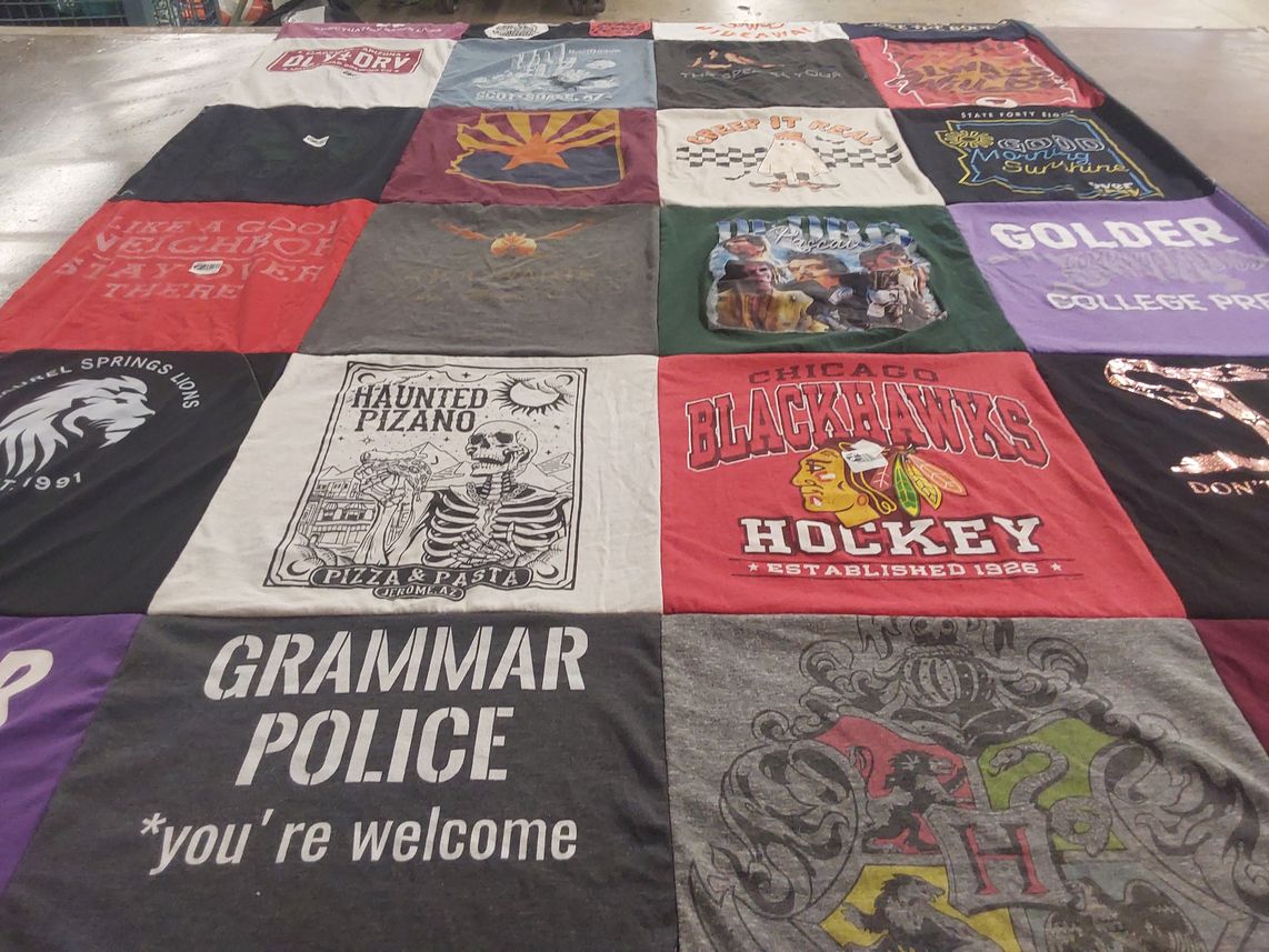 T-shirt quilt featuring chicago blackhawks hockey by Jessica from AZ