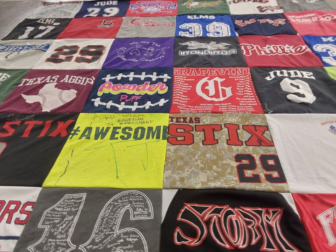 T-shirt quilt featuring texas stix by Shannon from TX