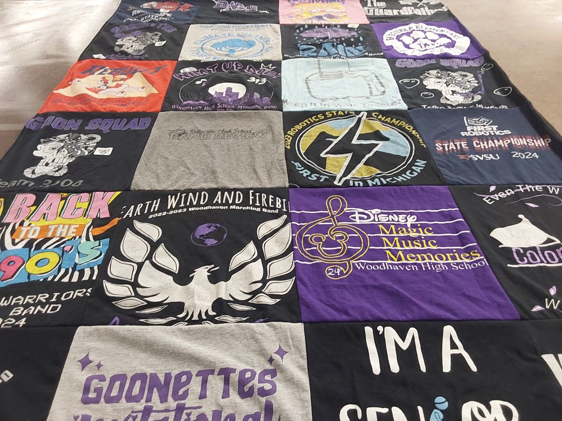 T-shirt quilt featuring woodhaven high school marching band by Andrea from MI