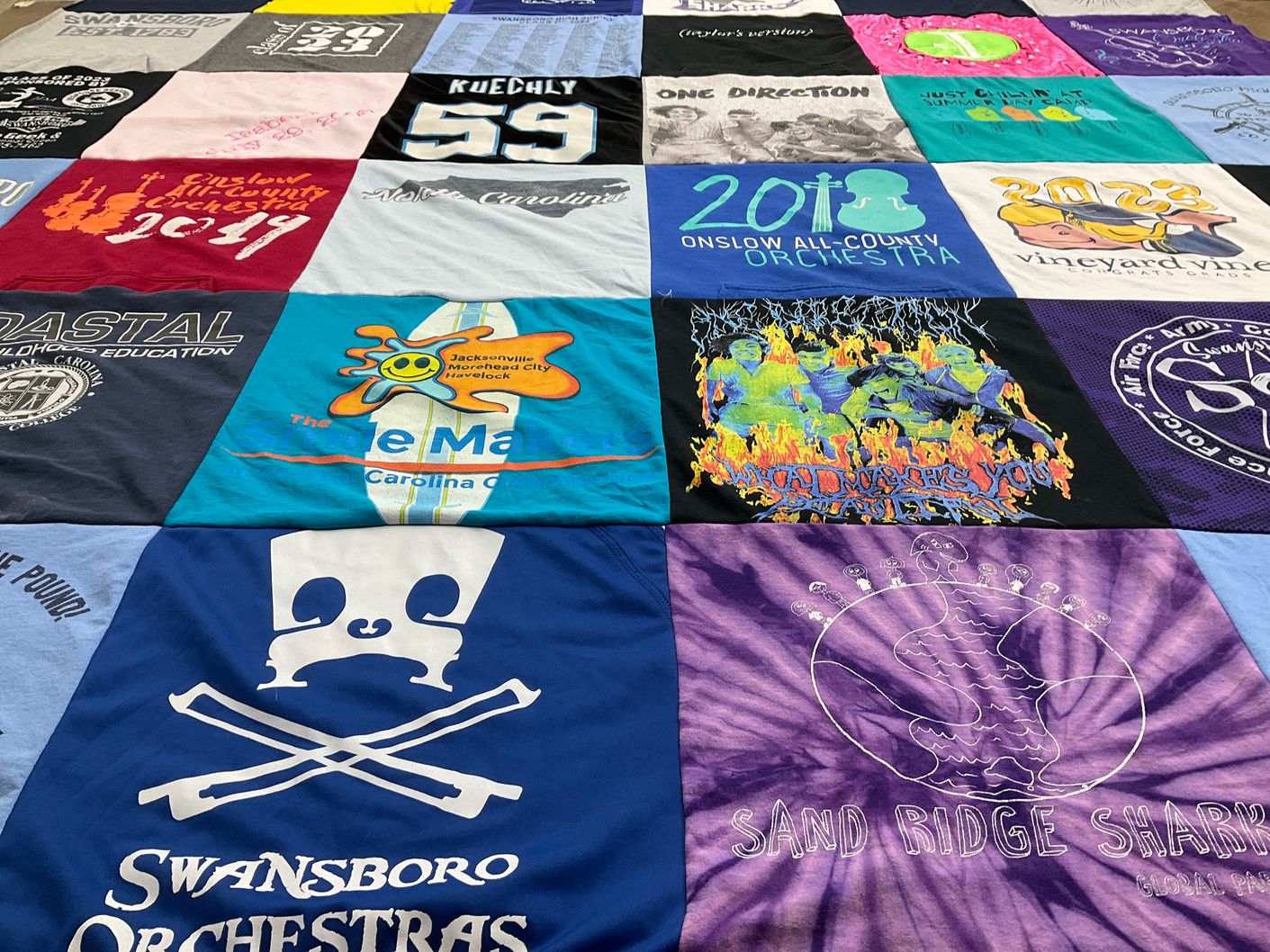 T-shirt quilt featuring swansboro high school by Sarah from NC