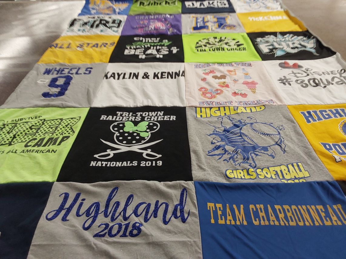 T-shirt quilt featuring highland girls softball team by Karen from IN