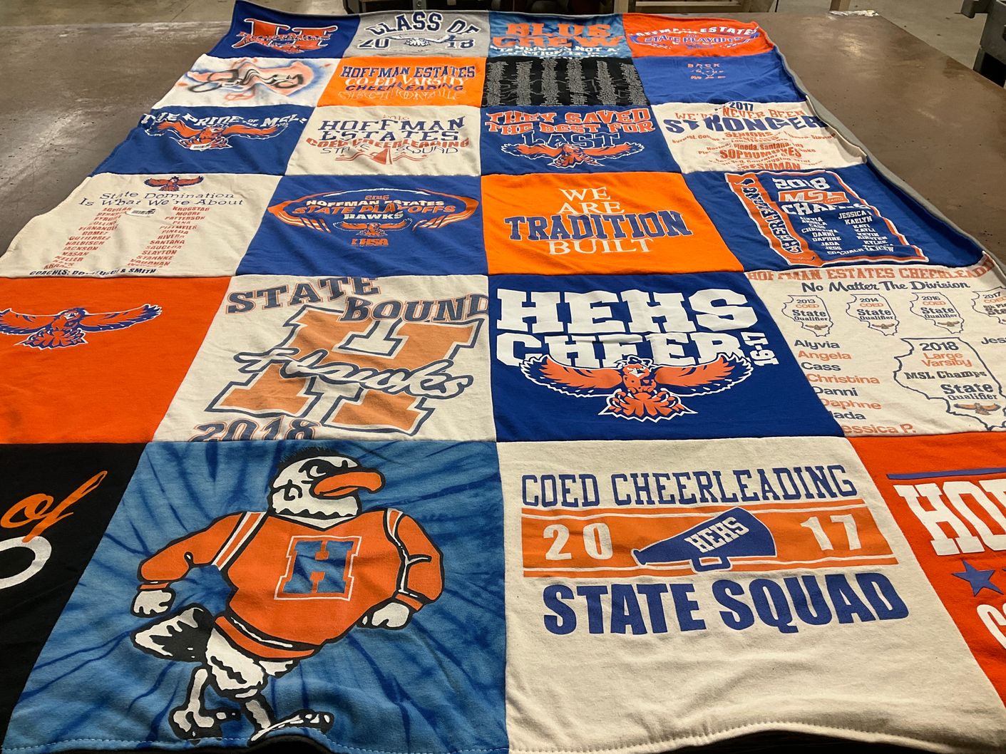 T-shirt quilt from hoffman estates high school by Jessica from IL
