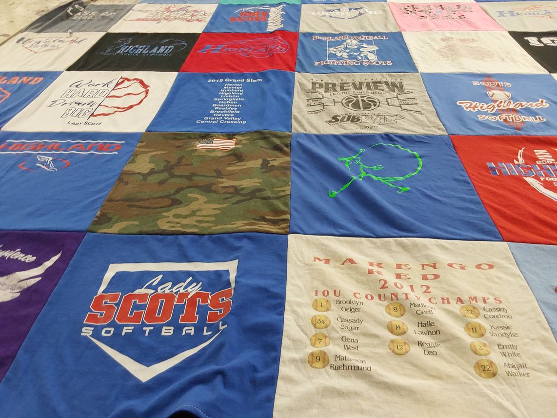 T-shirt quilt featuring lady scots, highland football by Gena from OH