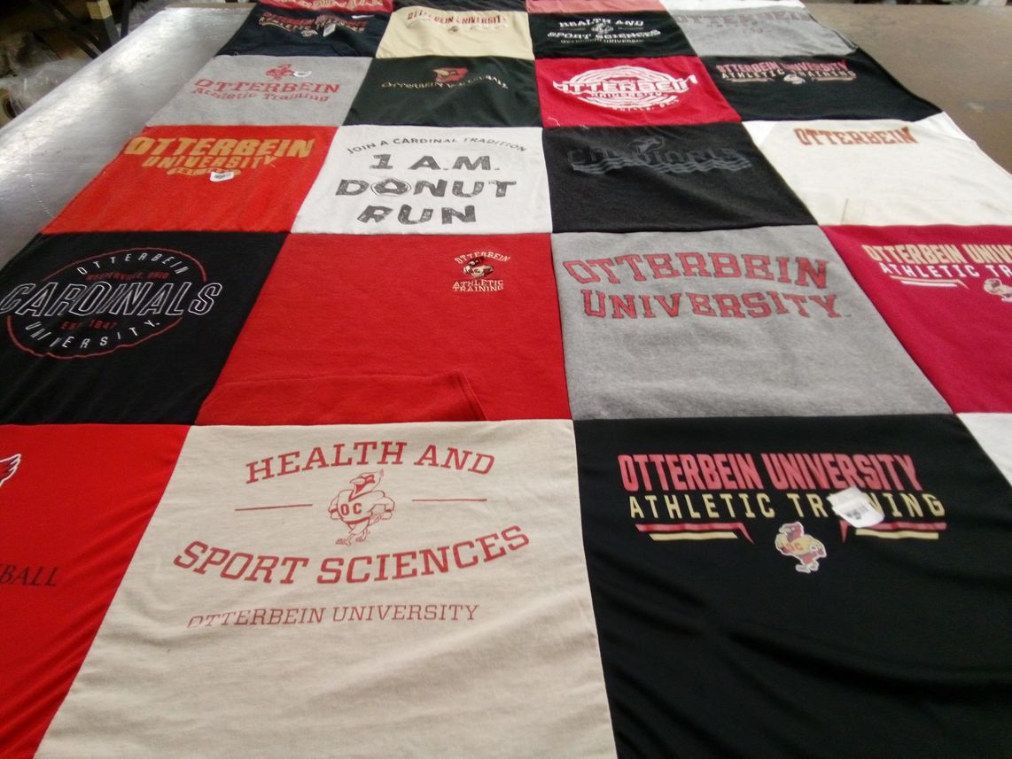 T-shirt quilt featuring otterbein university cardinals by Gena from OH