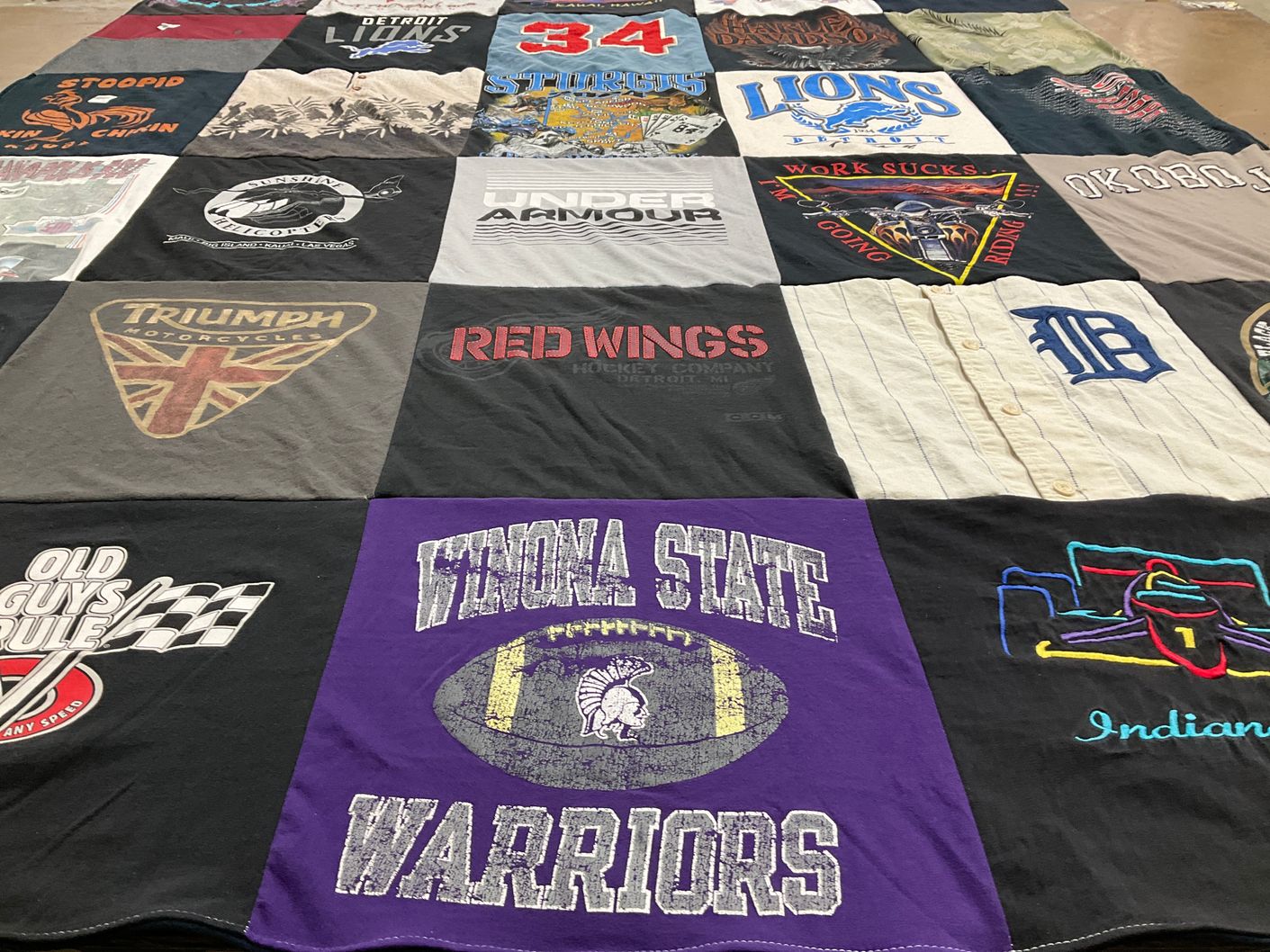 T-shirt quilt featuring detroit lions by Debra from IL