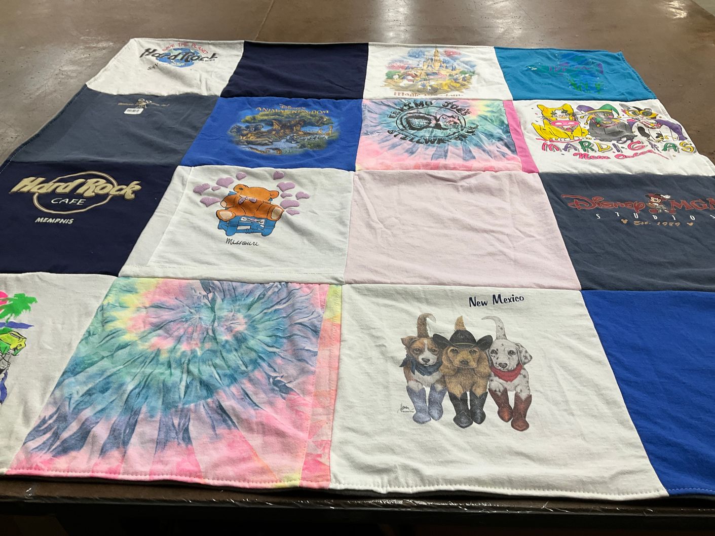 T-shirt quilt with travel, theme parks themes by David from OK