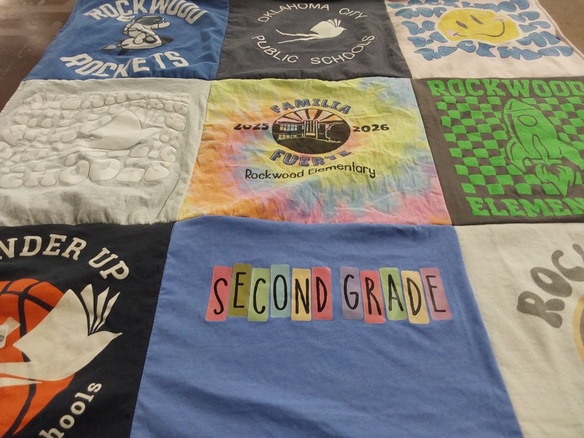 T-shirt quilt featuring rockwood rockets by Lauren from OK