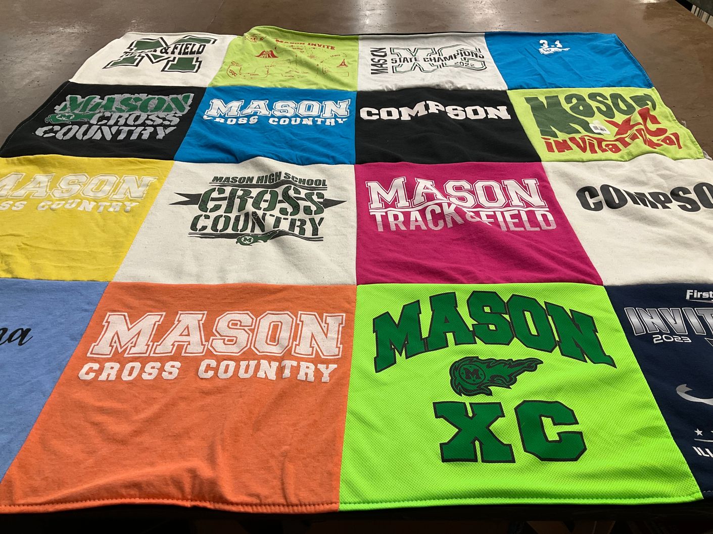 T-shirt quilt featuring mason cross country, mason track and field by Kristin from OH