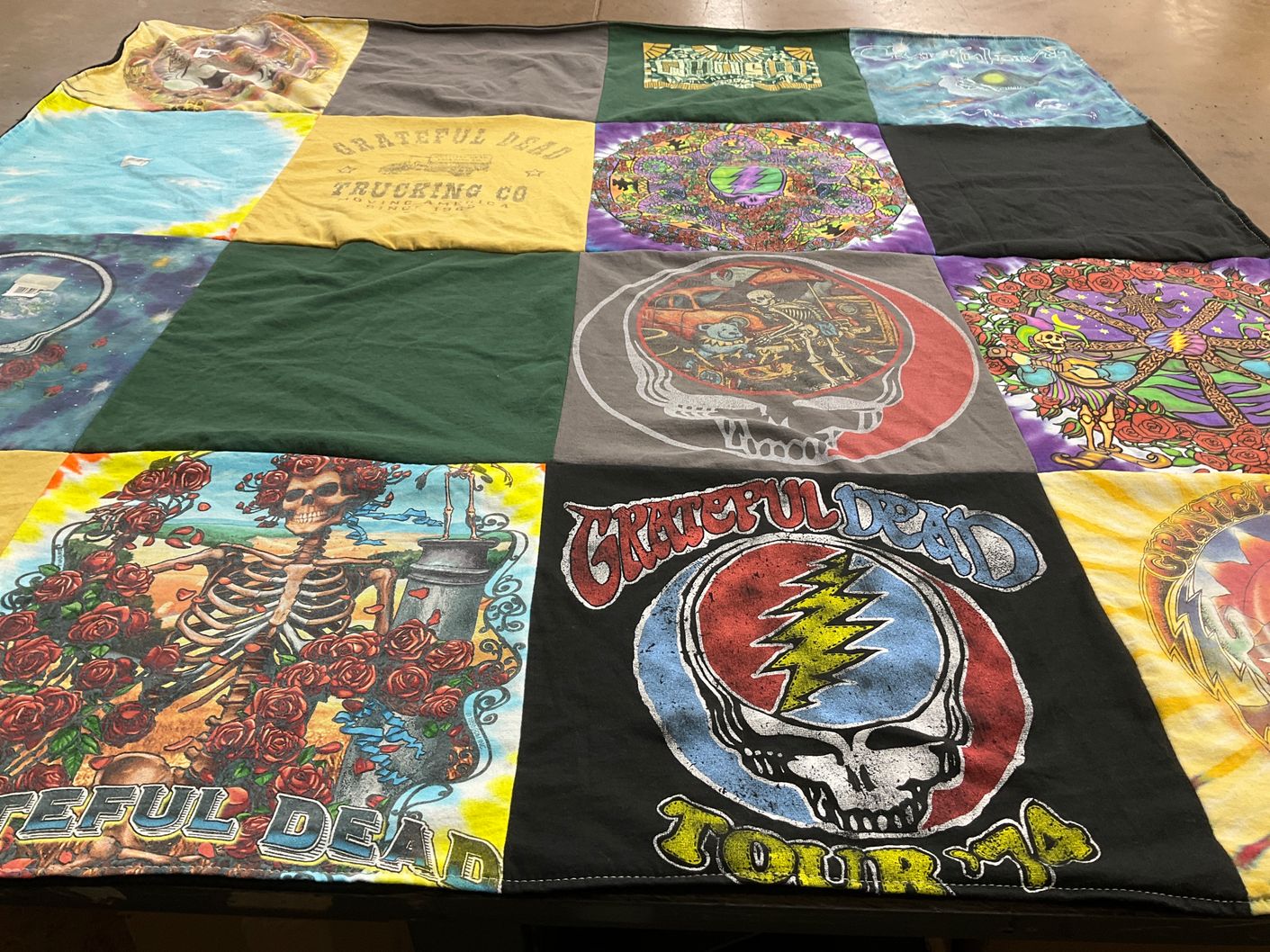 T-shirt quilt with music, art themes by Tara from PA