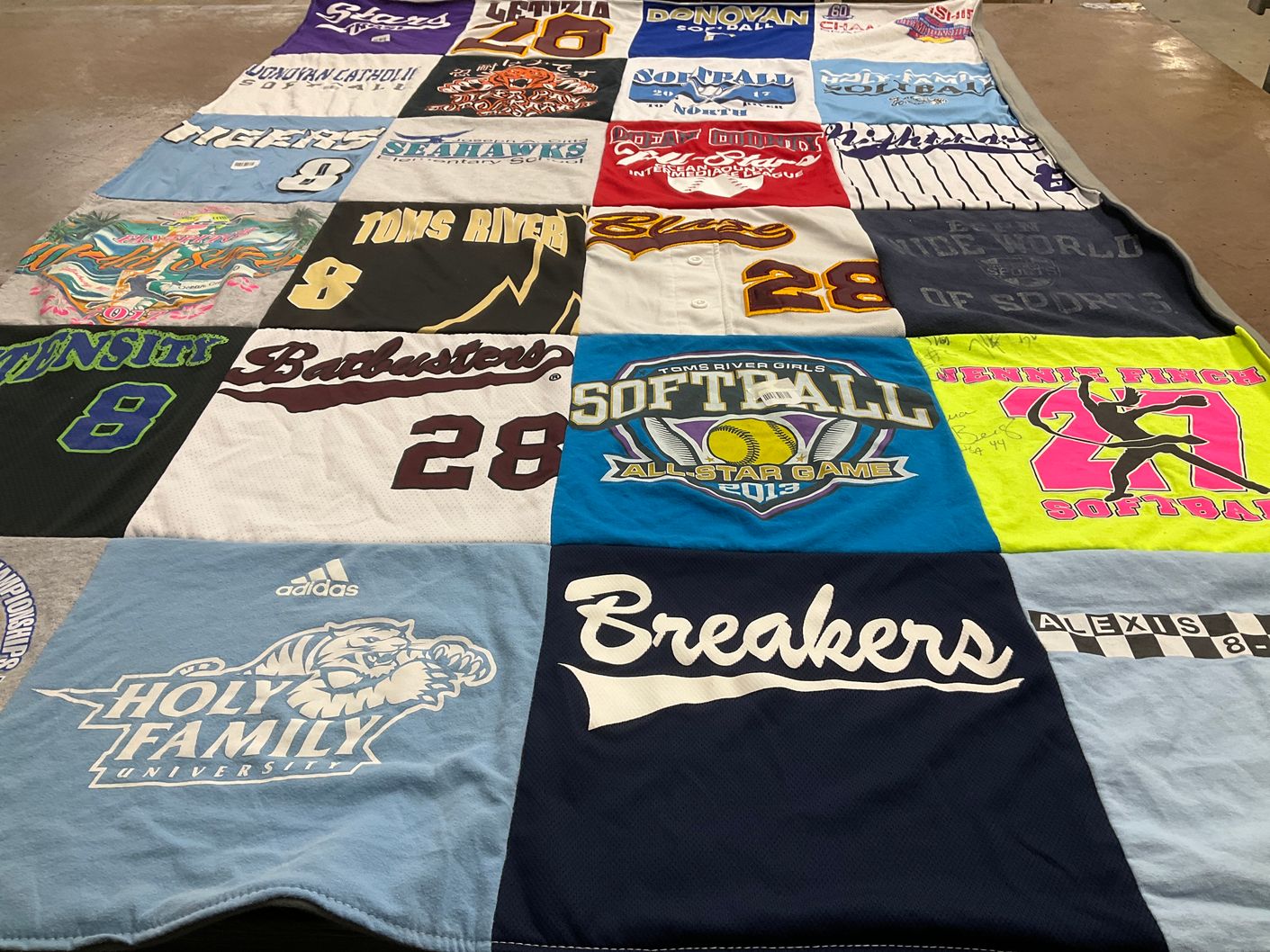 T-shirt quilt featuring toms river girls softball, seahawks by Alexis from PA
