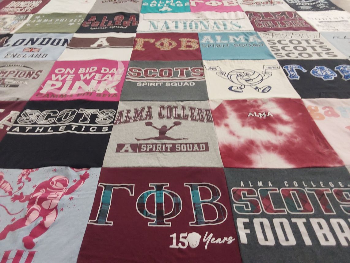 T-shirt quilt featuring alma college scots by Charly from MI